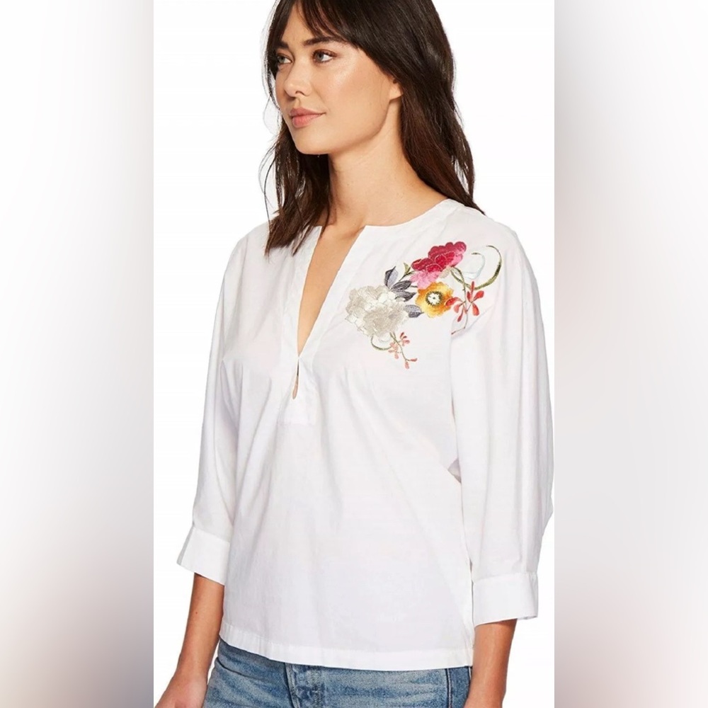 NWT Trina Turk Floral Embroidered Top